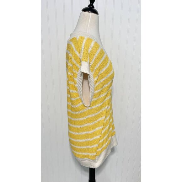 Zara Oversized Striped Knit V-Neck Sweater Vest Sleeveless Yellow White Small - Picture 8 of 12